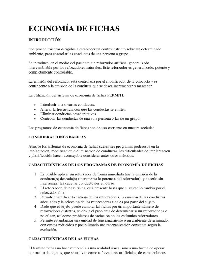 Economía De Fichas | PDF | Comportamiento | Reforzamiento