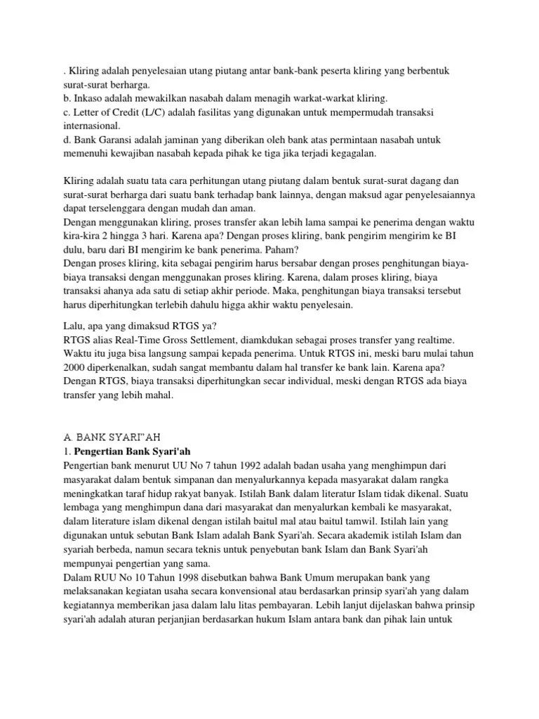 Kliring Adalah Penyelesaian Utang Piutang Antar Bank | PDF