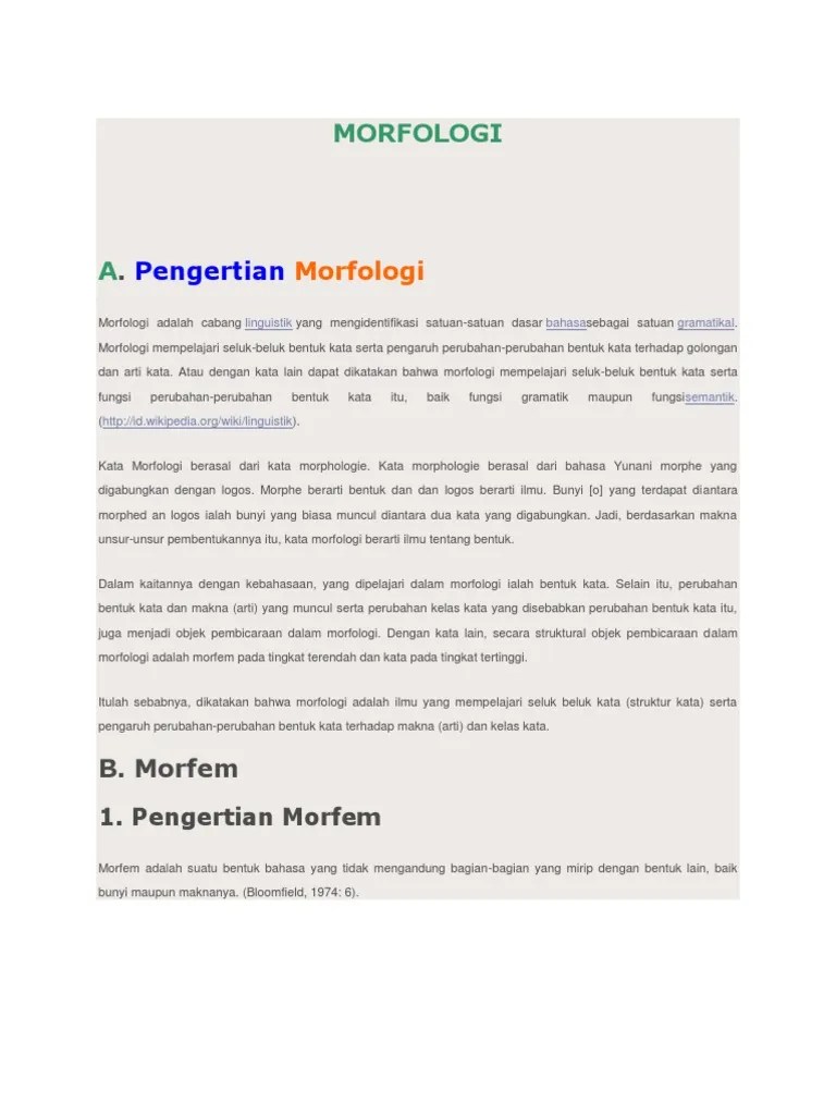 Pengertian Morfologi Menurut Para Ahli Belajar 