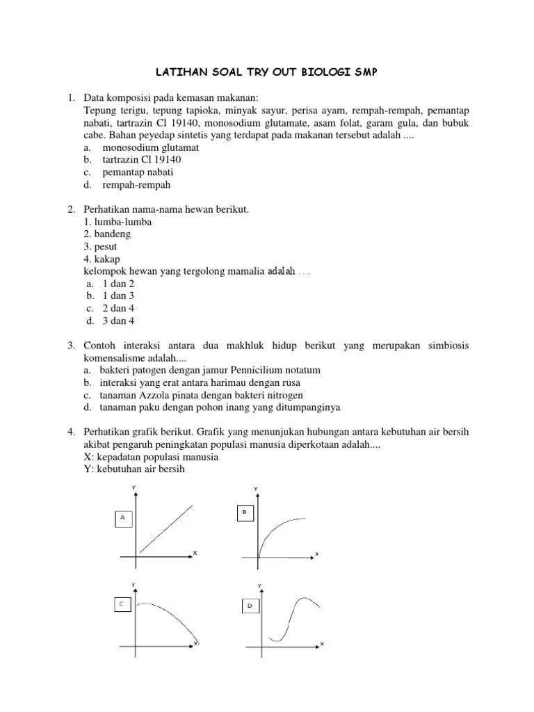 Try out un biologi sma/madraft. Latihan Soal Try Out Biologi Smp Pdf