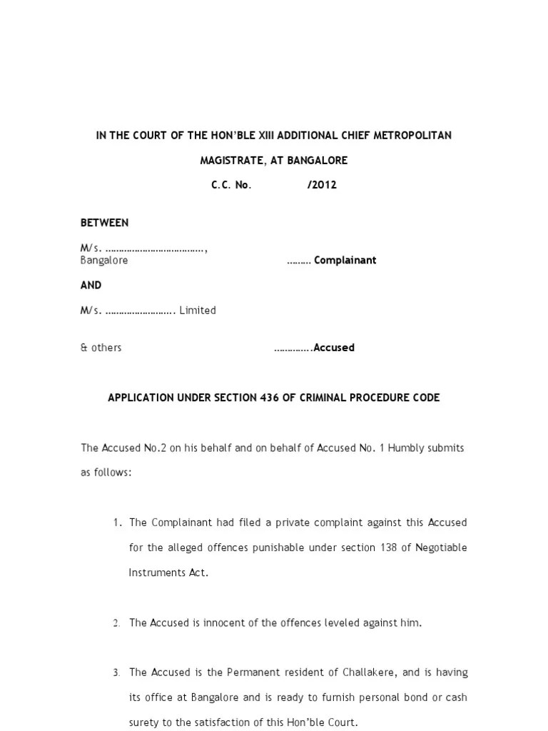 Bail Application 138 | Bail | Criminal Justice