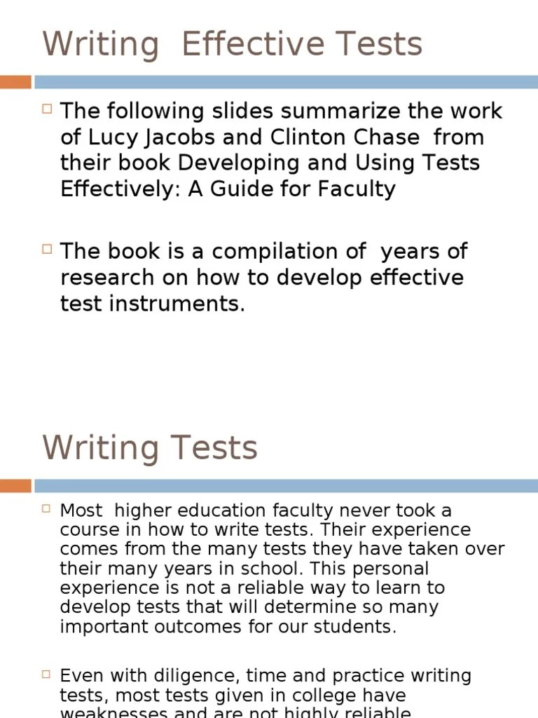 Writing Effective Tests | PDF | Multiple Choice | Test (Assessment)