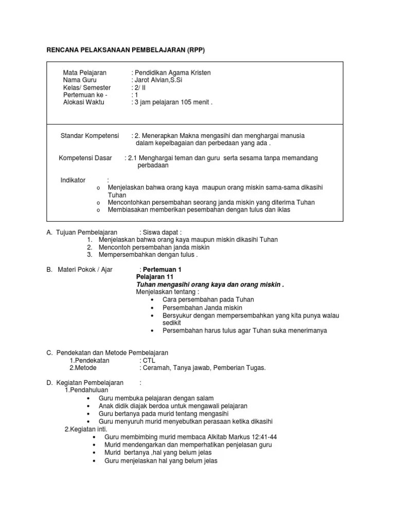Pendidikan agama katolik untuk sd kelas vi. Rpp Kelas 2 Semester 2 Pdf