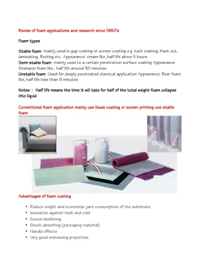 Foam Coating Process Review | PDF | Foam | Coating