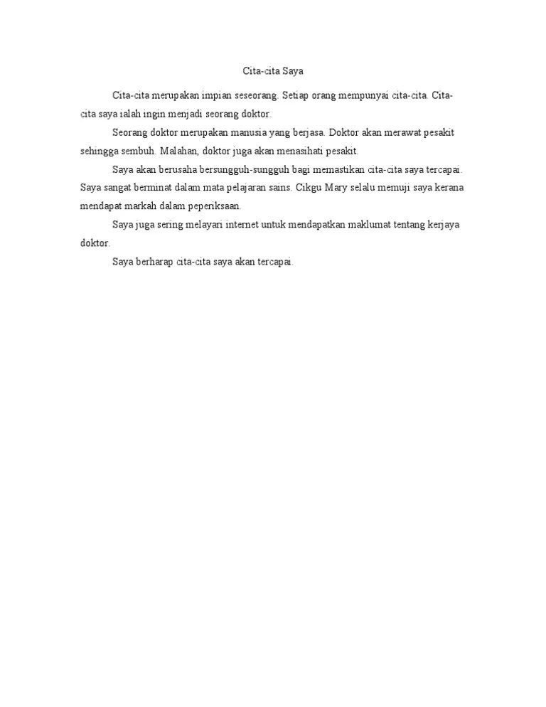 Karangan Cita Cita Menjadi Dokter Rasanya