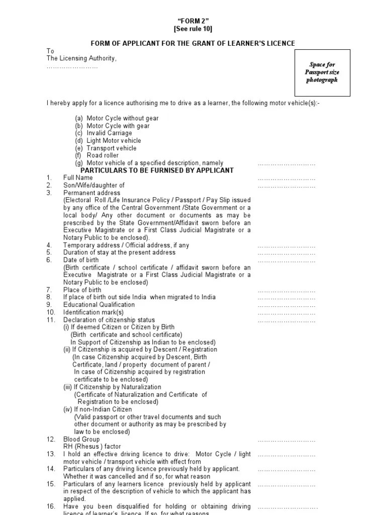 Learners Licence | PDF | Driver's License | Naturalization