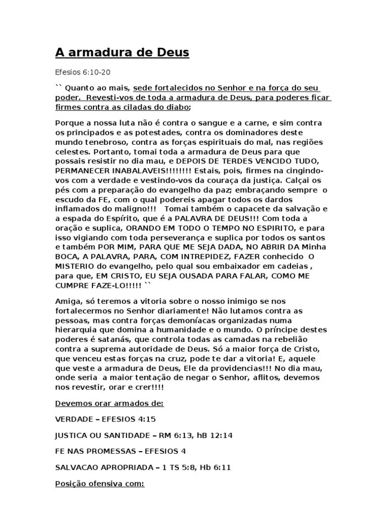 A Armadura De Deus 1 - 6 | PDF | Deus | Oração