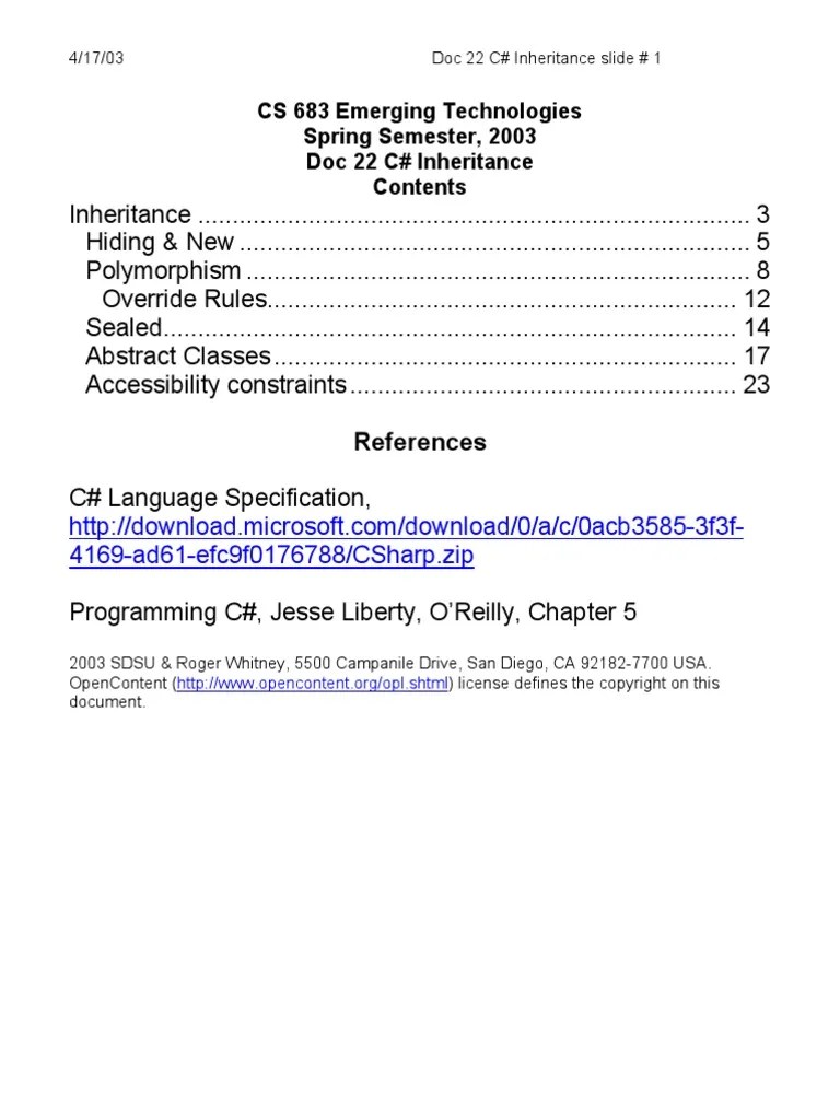 Inheritance (C Sharp) | PDF | Inheritance (Object Oriented Programming ...