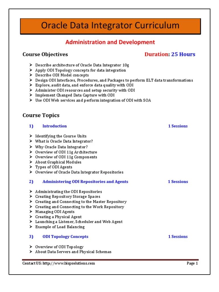 Oracle Data Integrator Curriculum | PDF | Oracle Database | Data Quality
