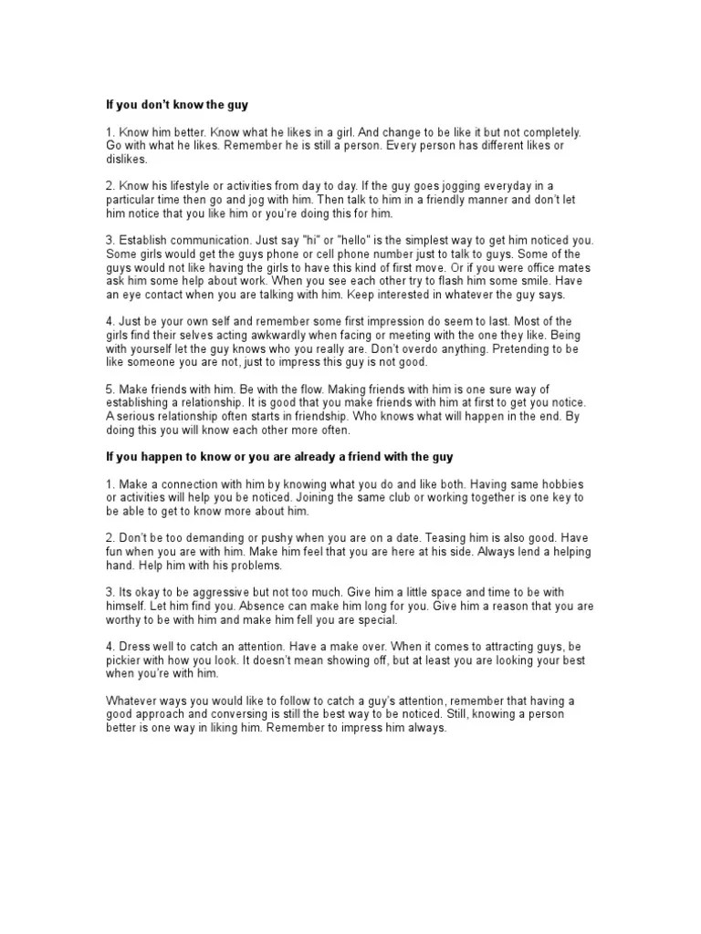 How To Get A Guy To Notice You | PDF