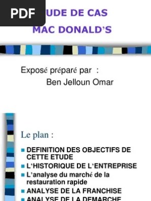 Par ailleurs, les coûts supportés par les entreprises prestataires ont subi. Etude De Cas Mac Donald S Pdf Mcdonald S Restaurants