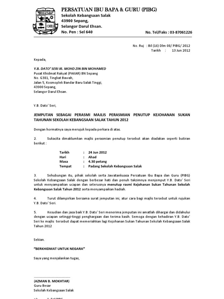 Contoh Surat Jemputan Mesyuarat Agung Persatuan Contoh Surat 