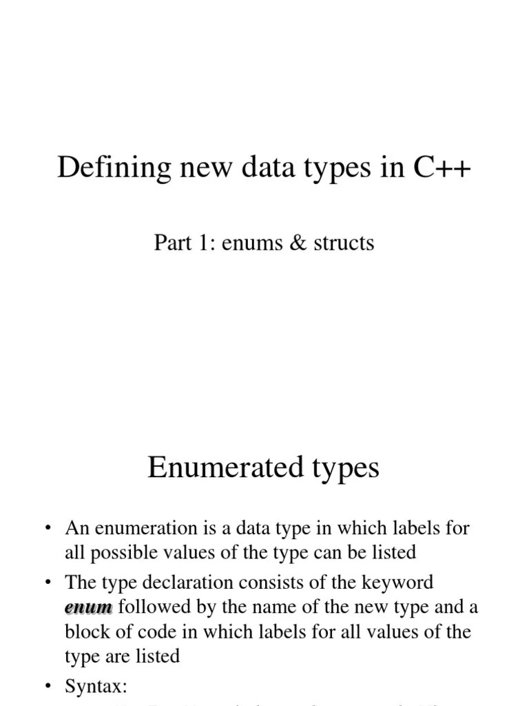 Defining New Data Types In C++ | PDF | Parameter (Computer Programming ...