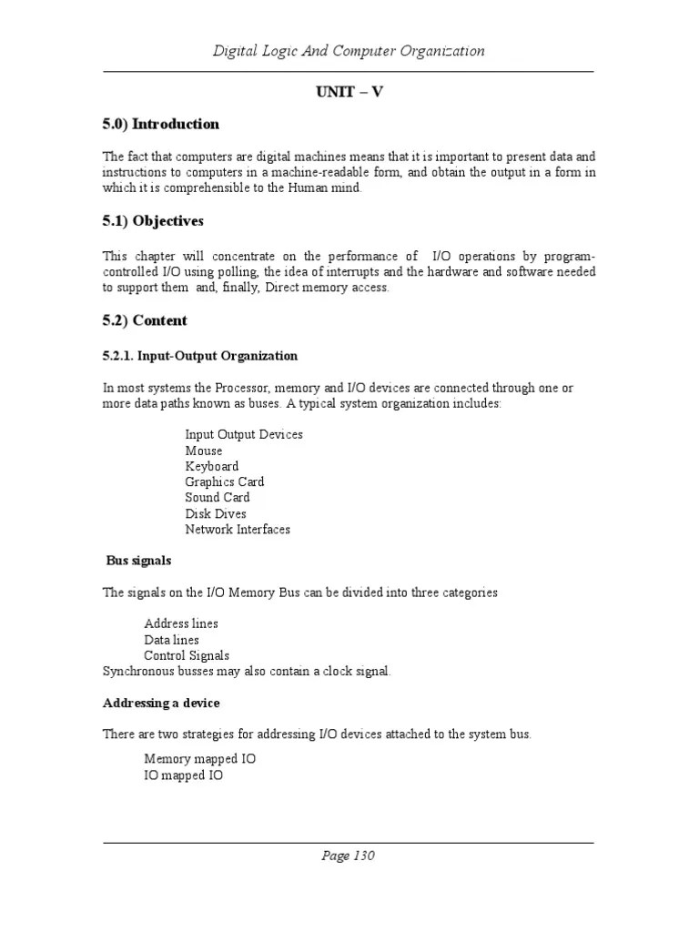 Unit - V 5.0) Introduction: Digital Logic And Computer Organization ...