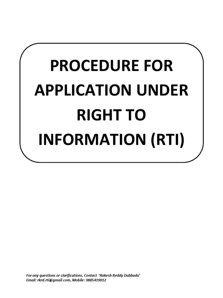 Procedure For Filing An Application Under The Right To Information (RTI ...