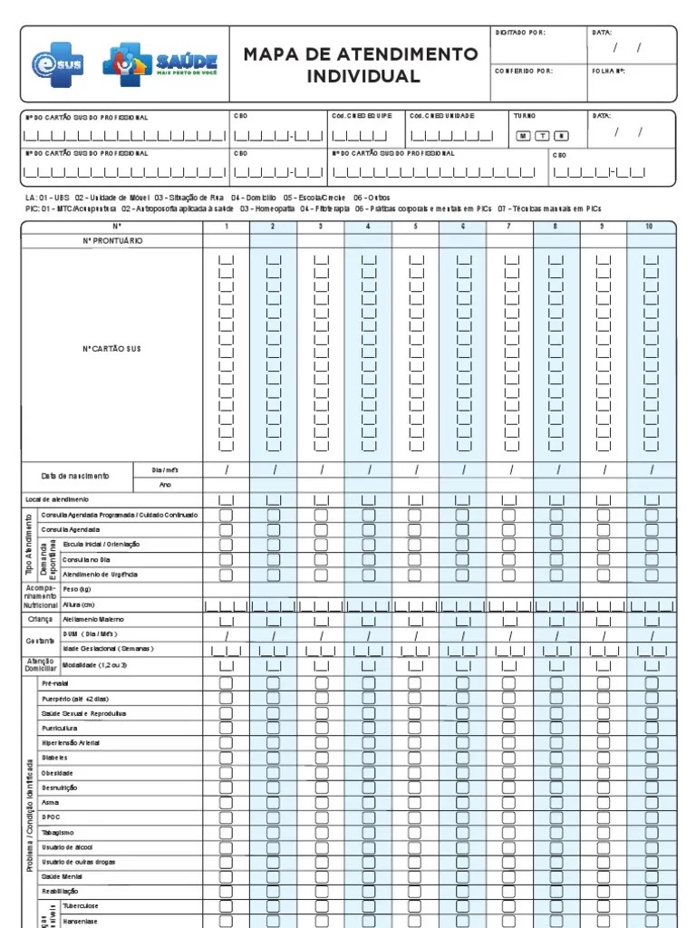 Ficha Mapa Atendimento Individual | PDF | Saúde Pública | Sistema De Saúde