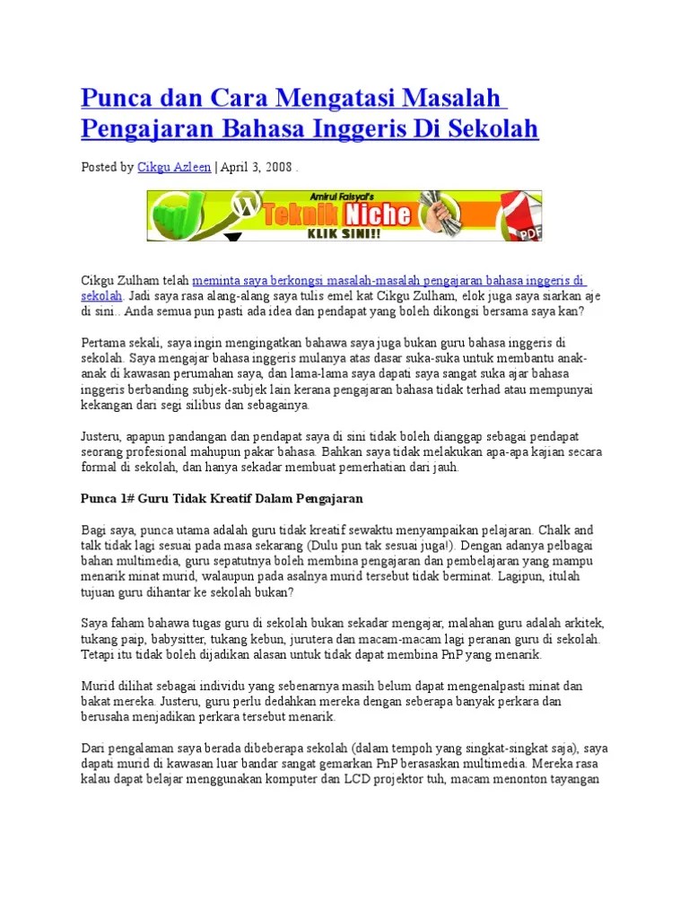 Kesan dan pesan untuk prodi meteorologi stmkg. Punca Dan Cara Mengatasi Masalah Pengajaran Bahasa Inggeris Di Sekolah Pdf
