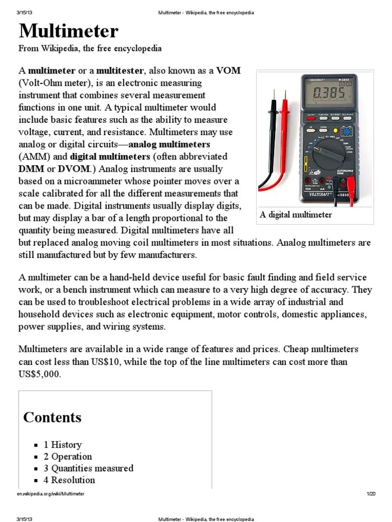 Multimeter Wikipedia The Free Encyclopedia Resistor