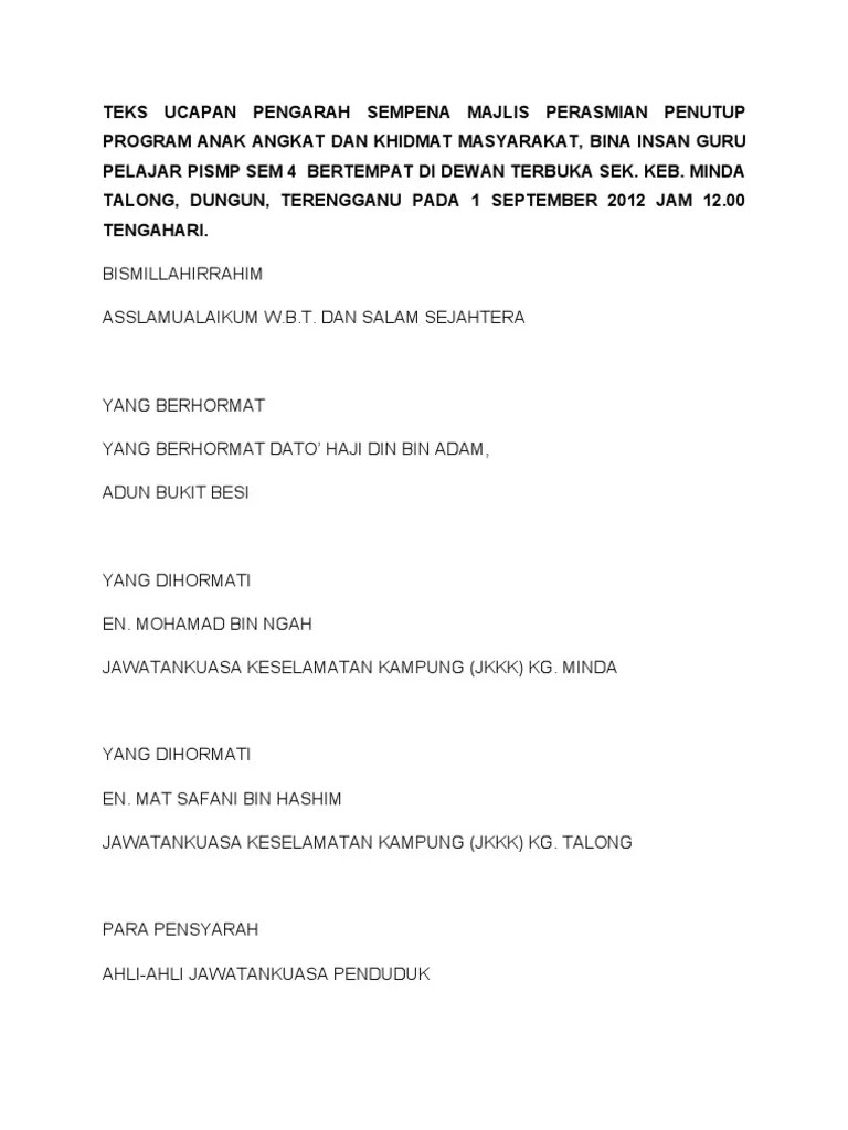 Ucapan Perasmian Sekolah Bca Contoh Cute766