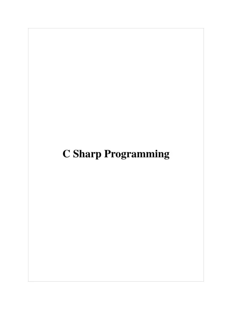 C Sharp Programming | PDF | C Sharp (Programming Language) | C ...