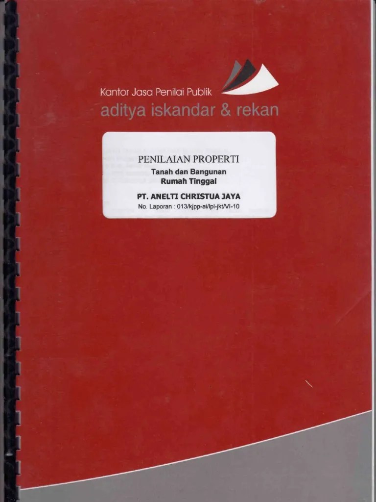 Hormat kami, kjpp merry appraisal merry dewi putri partner penilai properti mappi no. Penilaian Properti Pdf