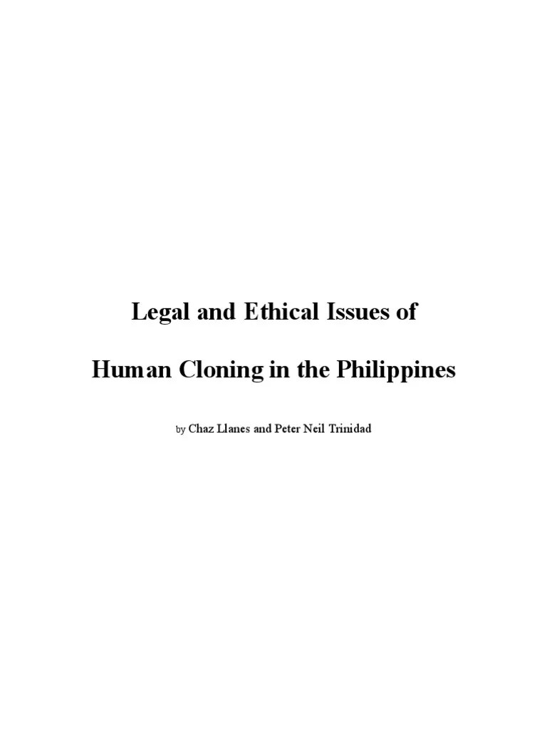 Legal And Ethical Issues Of Human Cloning | PDF | Cloning | Legal ...