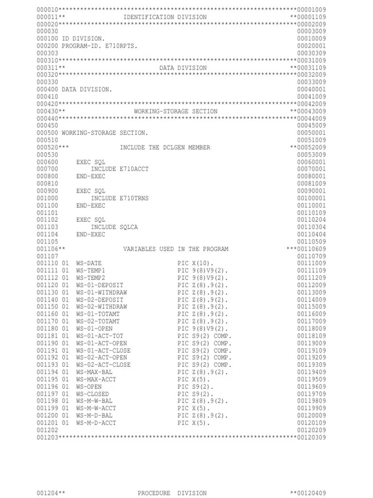 COBOL DB2 Program | PDF | Data Management | Databases