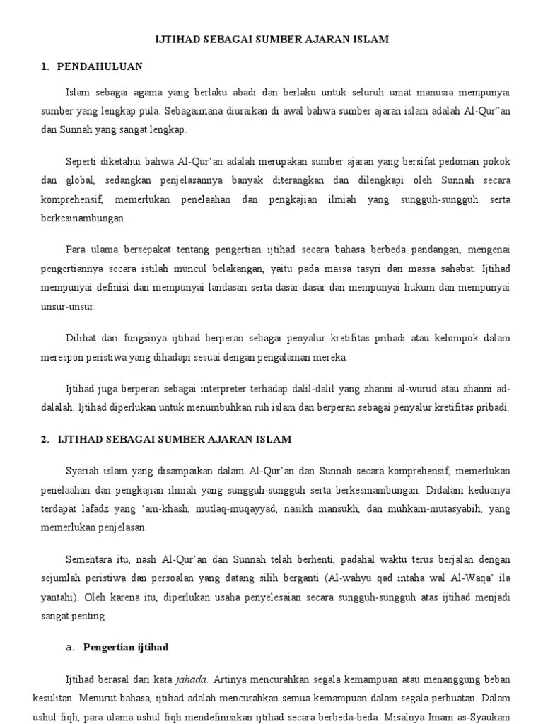 Ijtihad Sebagai Sumber Ajaran Islam | PDF