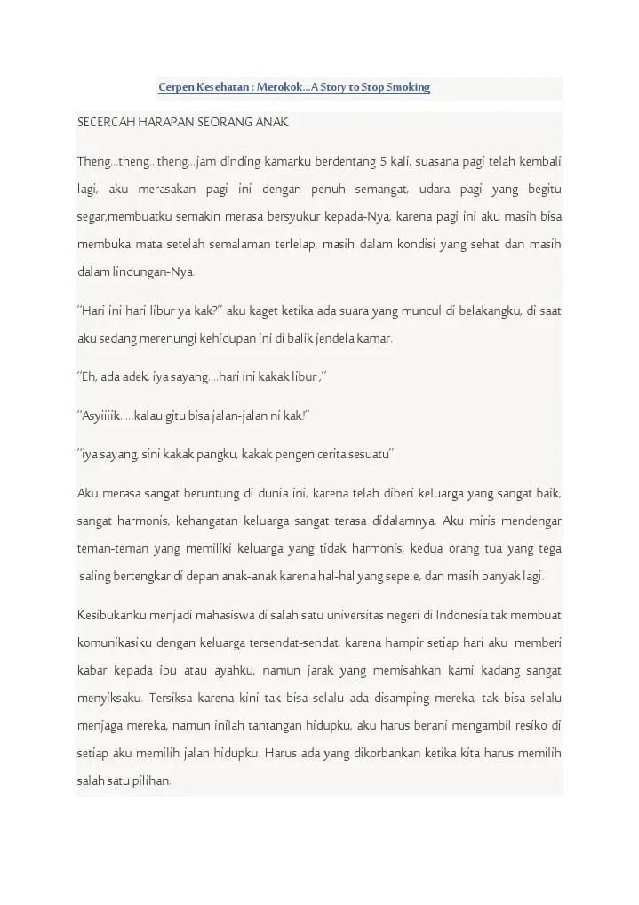 ▷ Cerpen Tentang Kesehatan Tubuh