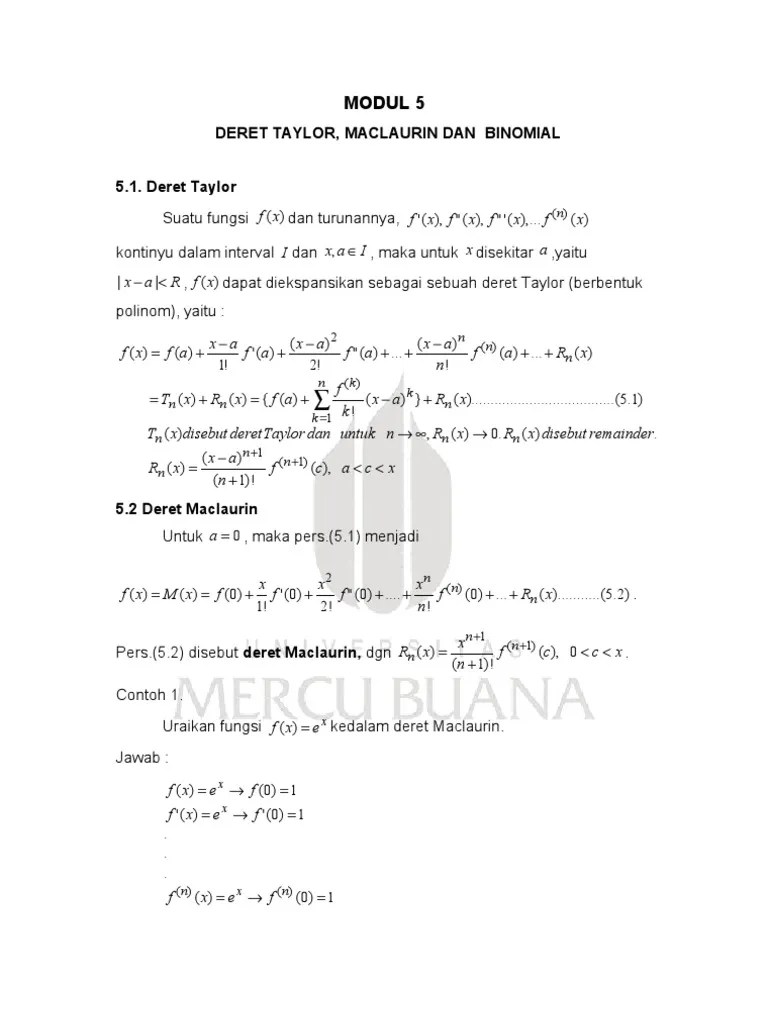 Contoh Soal Deret Taylor Kumpulan Soal Pelajaran 2 Cute766