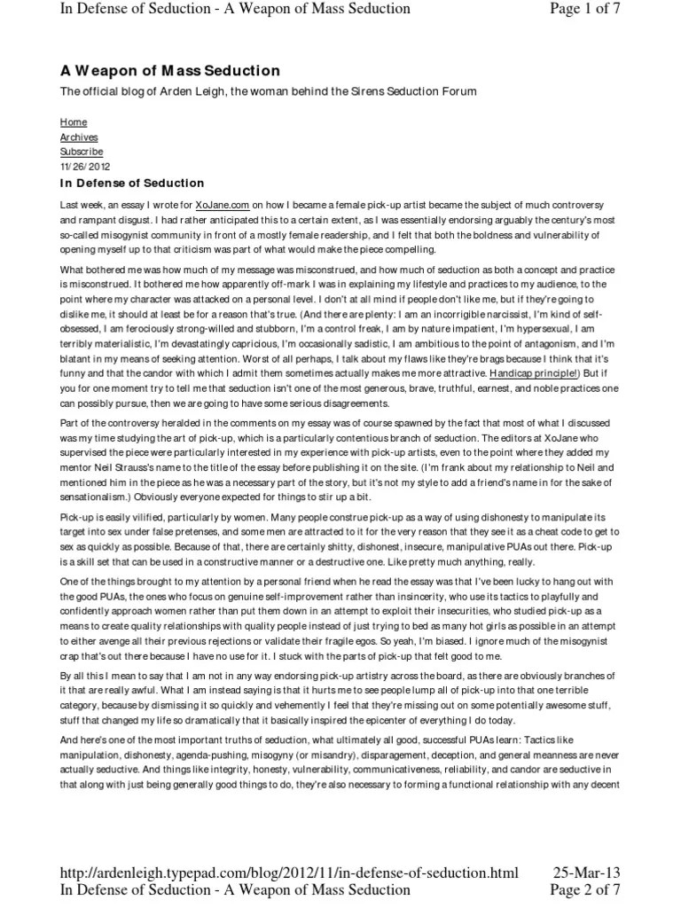 Why Use Seduction | PDF | Seduction | Psychology