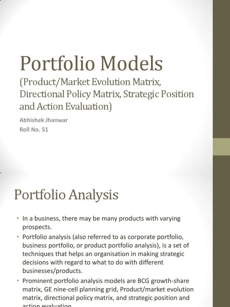 Portfolio Models | PDF | Strategic Management | Economic Growth