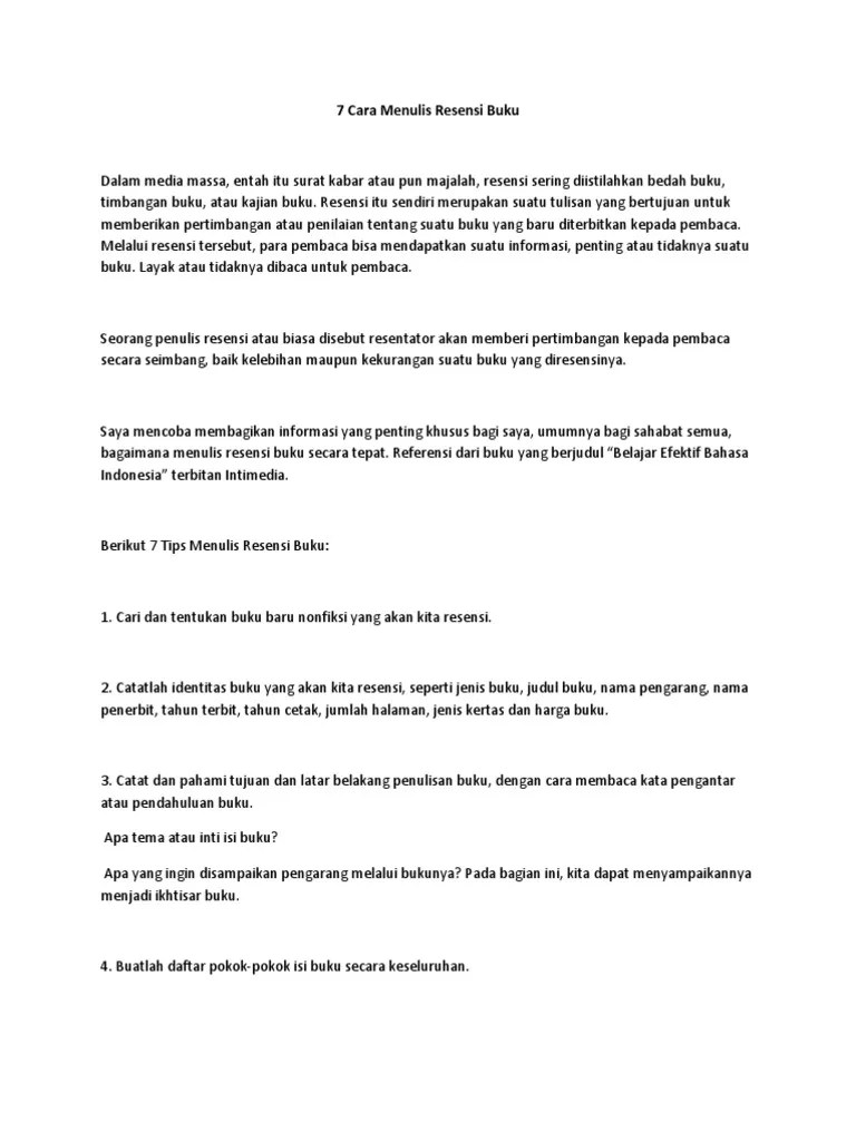 7 Cara Menulis Resensi Buku | PDF