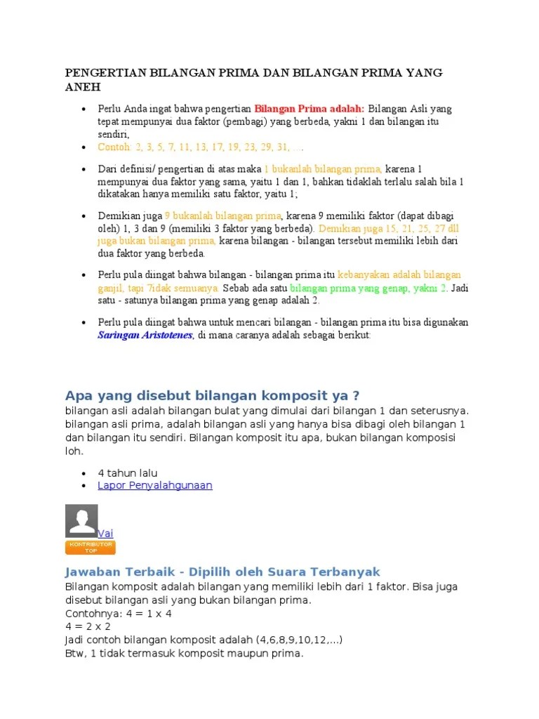 Berikut adalah penjelasan bilangan komposit secara lengkap. Definisi Bilangan Pdf