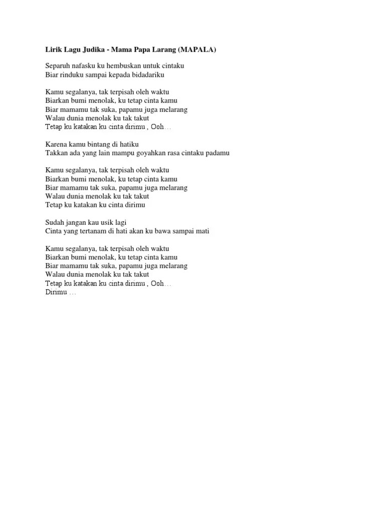 Berikut kutipan lirik lagunya tak perlu . Lirik Lagu Judika Pdf