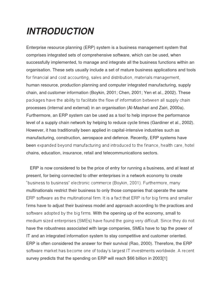 Enterprise Resources Planning System (ERP) | PDF | Enterprise Resource ...