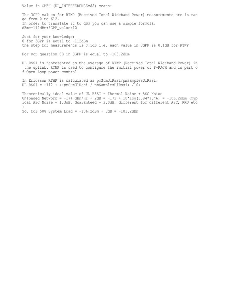 Understanding Rtwp And Ul Rssi Values Pdf