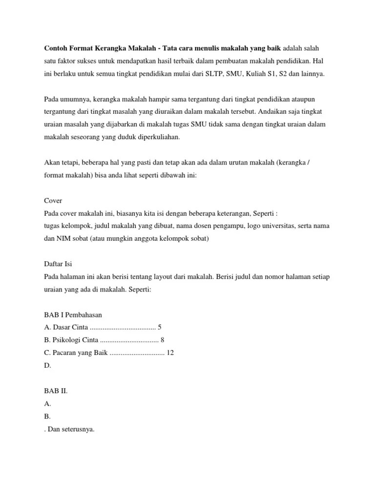 Jurnal ilmiah bidang teknik elektro dan komputer. Contoh Format Kerangka Makalah