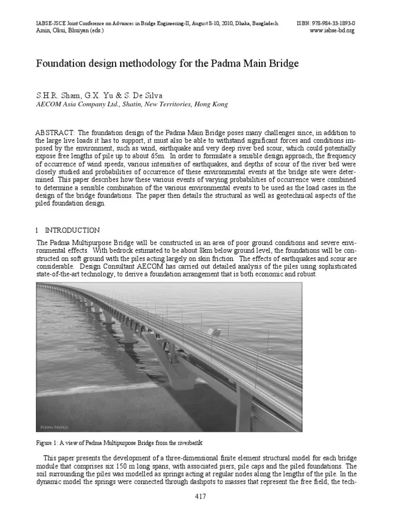 Foundation Design Methodology For The Padma Main Bridge | PDF | Deep Foundation | Geotechnical ...