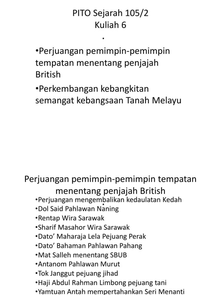 Perjuangan Pemimpin-Pemimpin Tempatan Menentang Penjajah British  PDF.