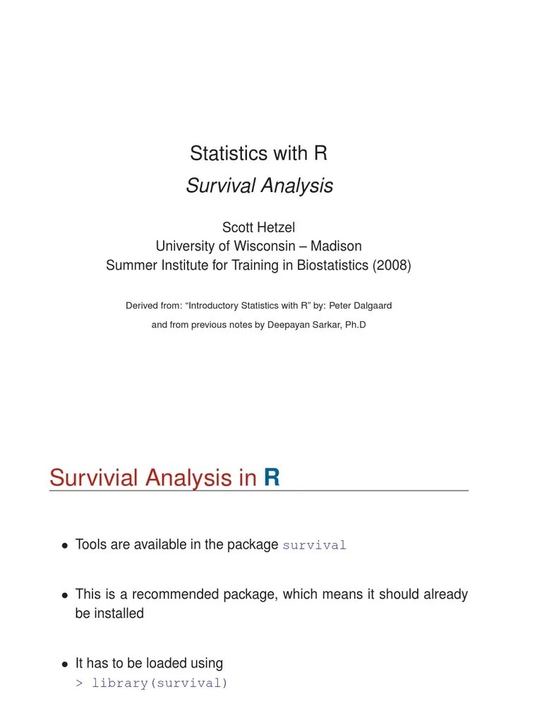 Statistics With R Survival Analysis | PDF | Statistical Analysis ...