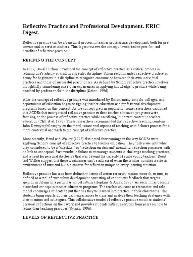 Reflective Practice And Professional Development | PDF | Reflective ...