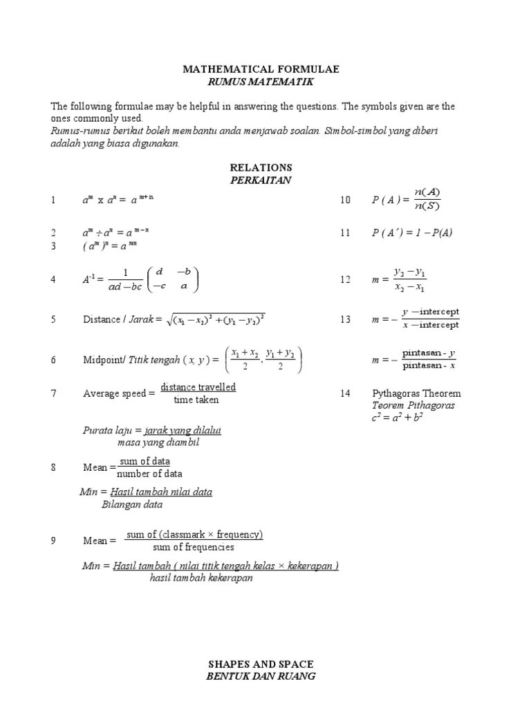 26k views 9 years ago . Mathematical Formulae Pdf
