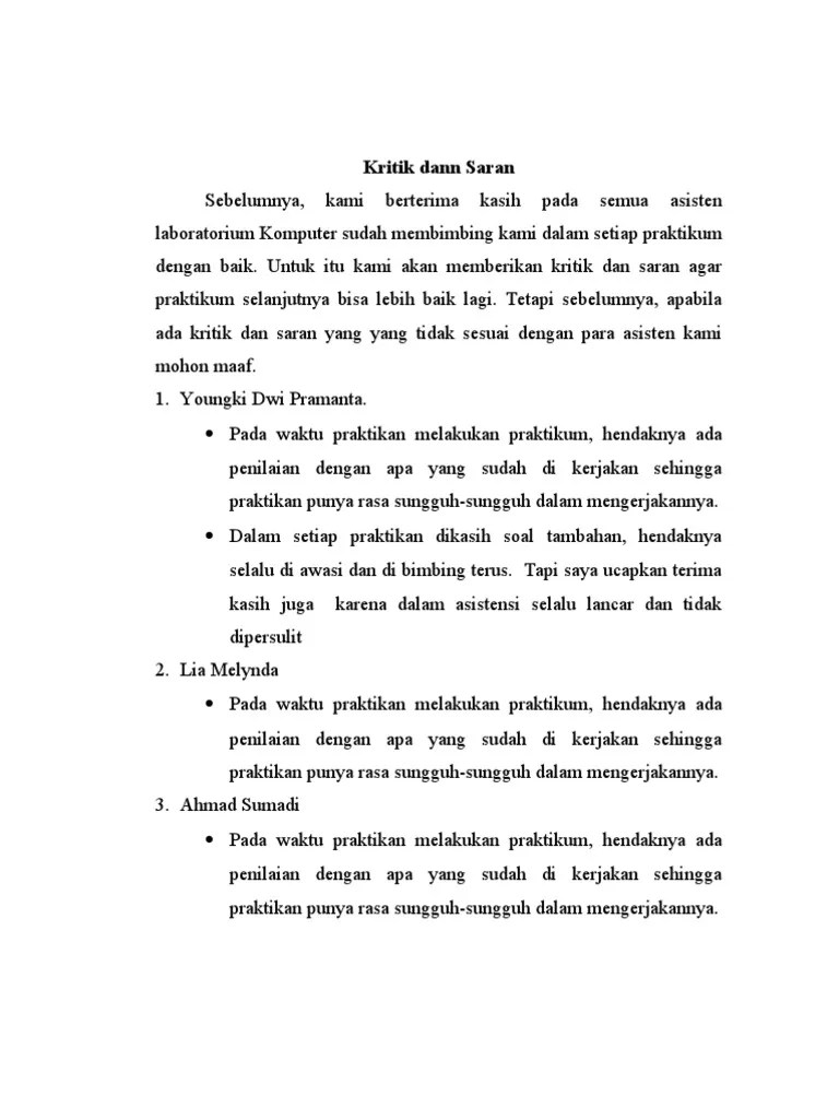 Contoh Kritik Dan Saran Untuk Sekolah – Berbagai Contoh