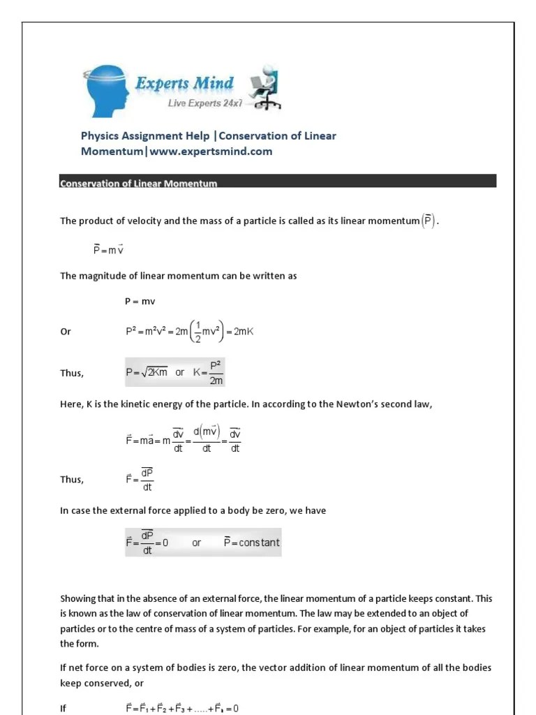 Conservation Of Linear Momentum | PDF | Momentum | Force