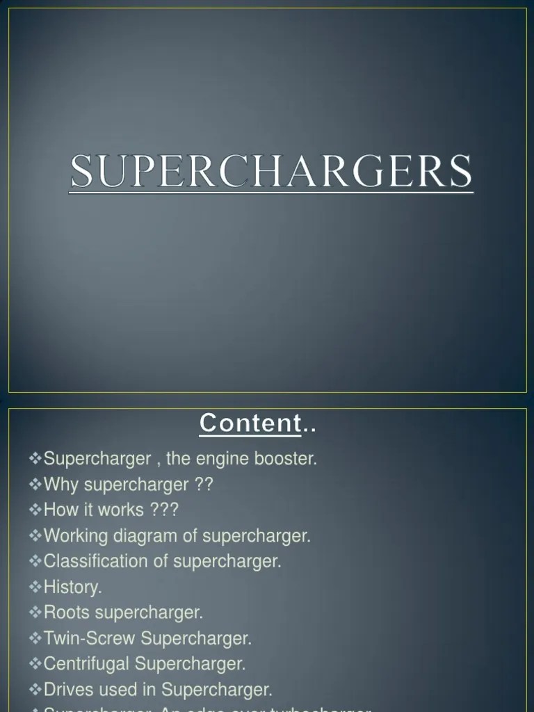 Supercharger | PDF | Turbocharger | Internal Combustion Engine