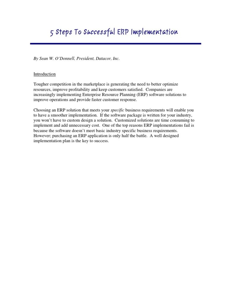 5 Steps To Successful ERP Implementation | PDF | Career & Growth | Business