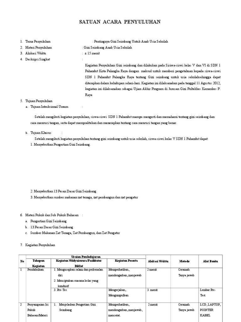 Sap Gizi Anak Sekolah | PDF