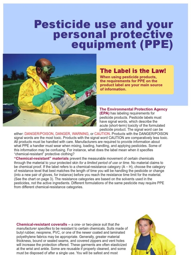 Pesticide Use And Your Personal Protective Equipment (PPE) | PDF ...