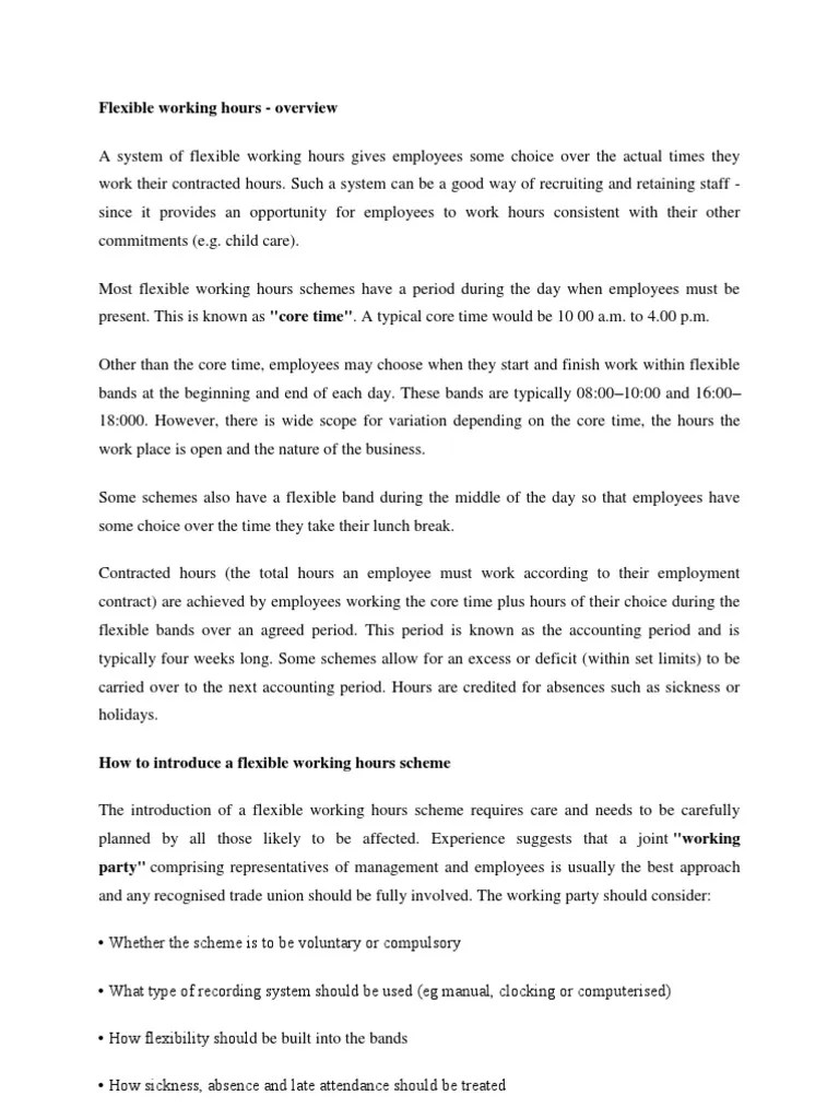 Flexible Working Hours | PDF | Human Resource Management | Goal